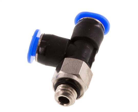 4mm x M 6 Right Angle Tee Push-in Fitting with Male Threads Brass/PBT NBR Rotatable Compact Design [2 Pieces]