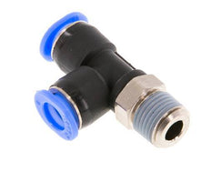 6mm x R1/8'' Right Angle Tee Push-in Fitting with Male Threads Brass/PBT NBR Rotatable Compact Design [2 Pieces]