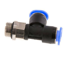6mm x G1/8'' Right Angle Tee Push-in Fitting with Male Threads Brass/PBT NBR Rotatable Compact Design [2 Pieces]