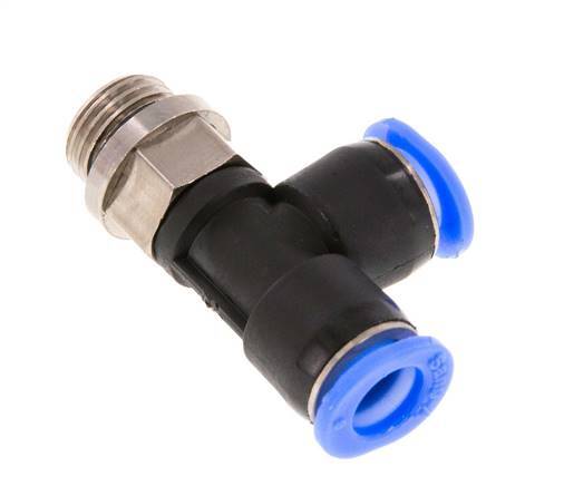 6mm x G1/8'' Right Angle Tee Push-in Fitting with Male Threads Brass/PBT NBR Rotatable Compact Design [2 Pieces]