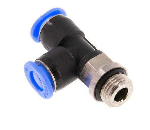 6mm x G1/8'' Right Angle Tee Push-in Fitting with Male Threads Brass/PBT NBR Rotatable Compact Design [2 Pieces]