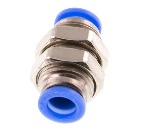 6mm Push-in Fitting Brass/PBT NBR Bulkhead Compact Design [2 Pieces]