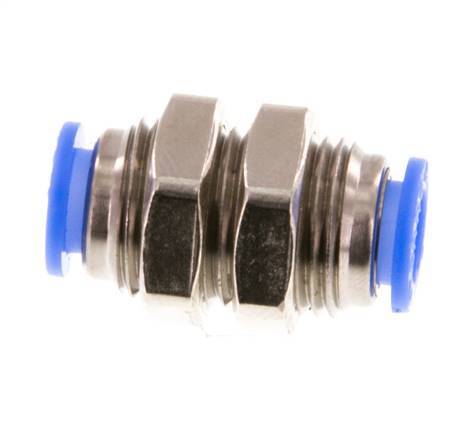 6mm Push-in Fitting Brass/PBT NBR Bulkhead Compact Design [2 Pieces]