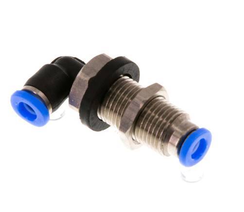 3mm 90deg Elbow Push-in Fitting Steel/PBT NBR Bulkhead Compact Design [2 Pieces]