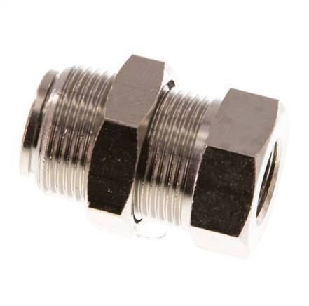 8mm x G1/8'' Push-in Fitting with Female Threads Brass NBR Bulkhead