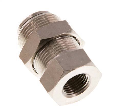 8mm x G1/8'' Push-in Fitting with Female Threads Brass NBR Bulkhead