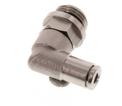 4mm x G1/4'' 90deg Elbow Push-in Fitting with Male Threads Brass NBR Rotatable [2 Pieces]
