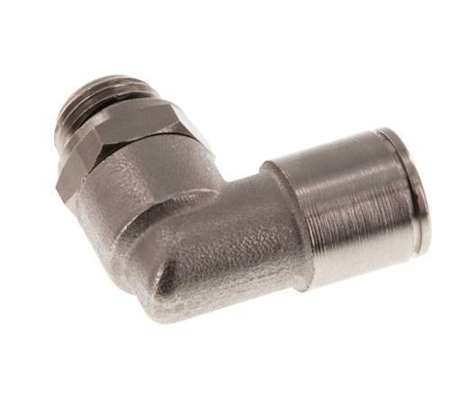10mm x G1/4'' 90deg Elbow Push-in Fitting with Male Threads Brass NBR Rotatable [2 Pieces]