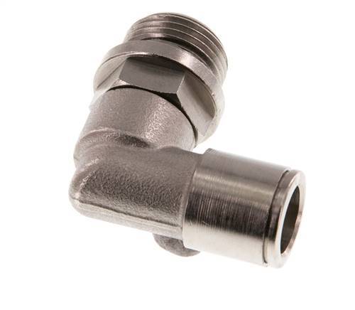 10mm x G3/8'' 90deg Elbow Push-in Fitting with Male Threads Brass NBR Rotatable