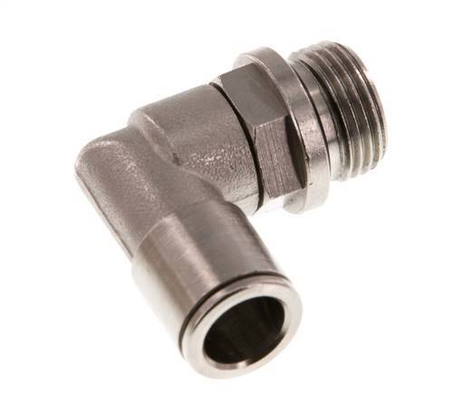 10mm x G3/8'' 90deg Elbow Push-in Fitting with Male Threads Brass NBR Rotatable
