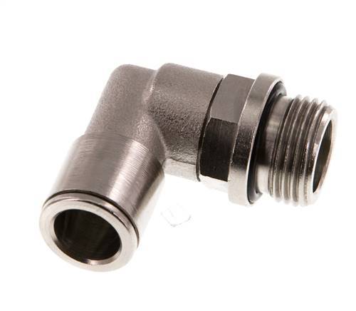 10mm x G3/8'' 90deg Elbow Push-in Fitting with Male Threads Brass NBR Rotatable