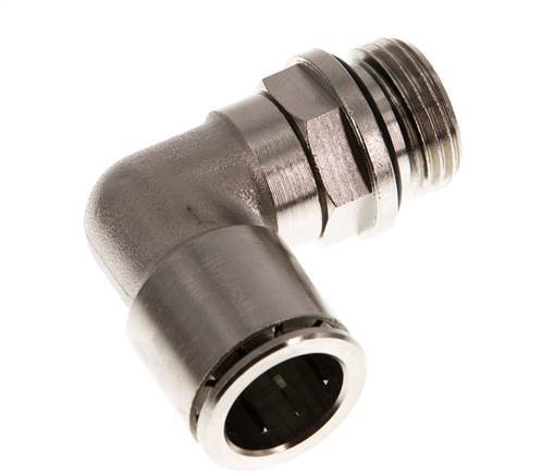 16mm x G1/2'' 90deg Elbow Push-in Fitting with Male Threads Brass NBR Rotatable