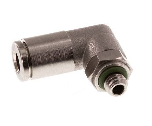 4mm x M 5 90deg Elbow Push-in Fitting with Male Threads Brass FKM Rotatable [2 Pieces]