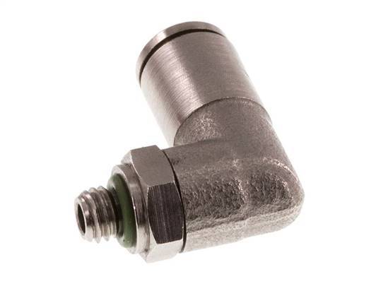 4mm x M 5 90deg Elbow Push-in Fitting with Male Threads Brass FKM Rotatable [2 Pieces]