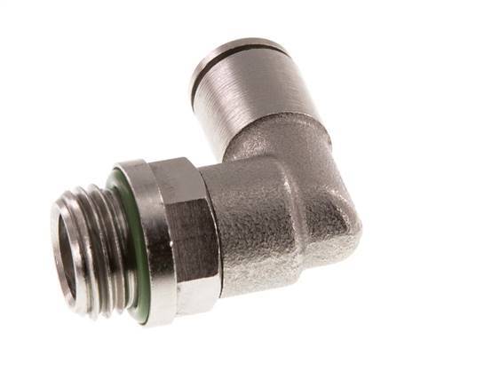 6mm x G1/4'' 90deg Elbow Push-in Fitting with Male Threads Brass FKM Rotatable [2 Pieces]
