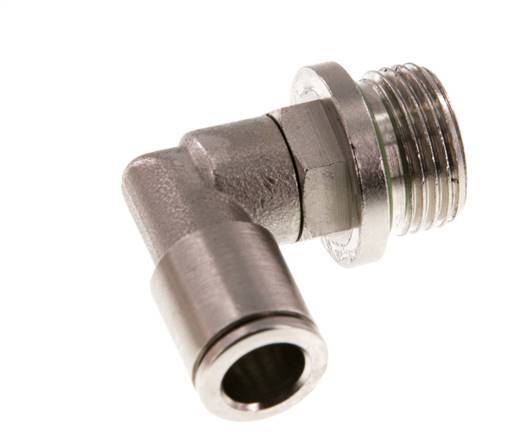 8mm x G3/8'' 90deg Elbow Push-in Fitting with Male Threads Brass FKM Rotatable