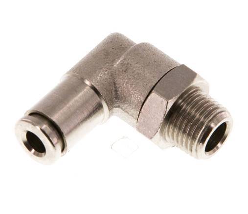 4mm x R1/8'' 90deg Elbow Push-in Fitting with Male Threads Brass NBR Rotatable [2 Pieces]