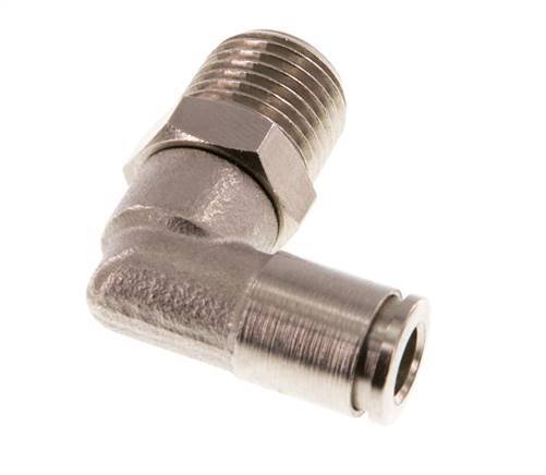 6mm x R1/4'' 90deg Elbow Push-in Fitting with Male Threads Brass NBR Rotatable [2 Pieces]