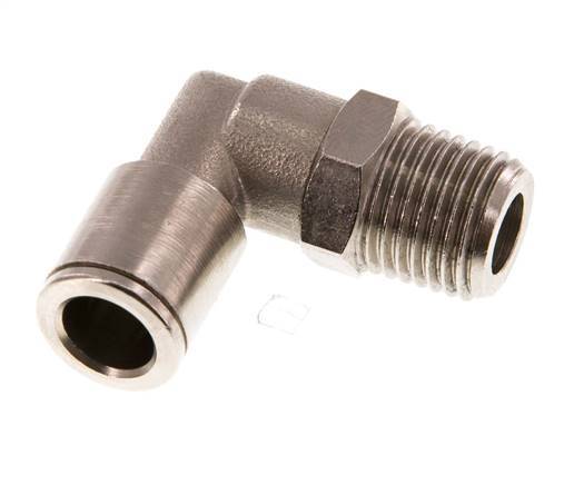 8mm x R1/4'' 90deg Elbow Push-in Fitting with Male Threads Brass NBR Rotatable [2 Pieces]