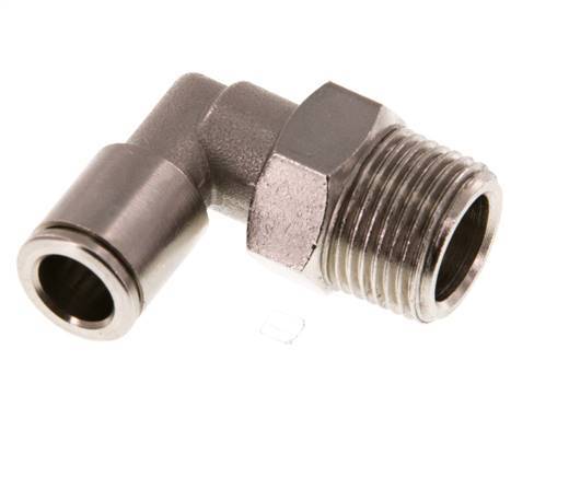 8mm x R3/8'' 90deg Elbow Push-in Fitting with Male Threads Brass NBR Rotatable