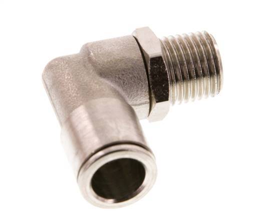 10mm x R1/4'' 90deg Elbow Push-in Fitting with Male Threads Brass FKM Rotatable
