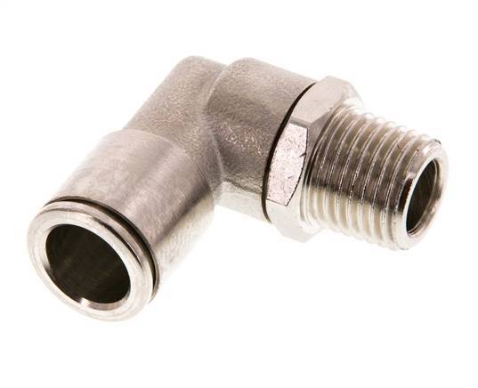10mm x R1/4'' 90deg Elbow Push-in Fitting with Male Threads Brass FKM Rotatable