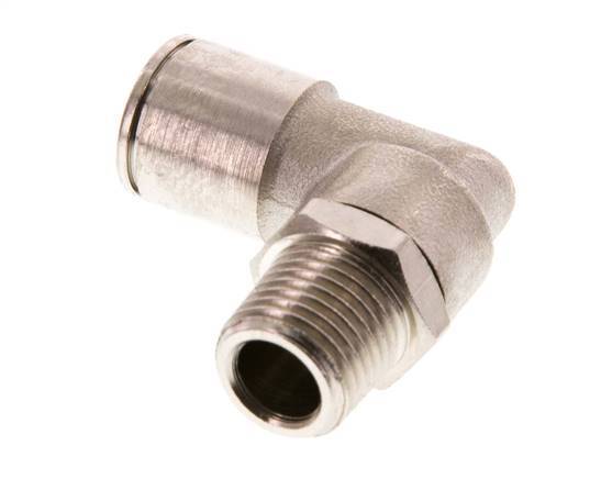 10mm x R1/4'' 90deg Elbow Push-in Fitting with Male Threads Brass FKM Rotatable