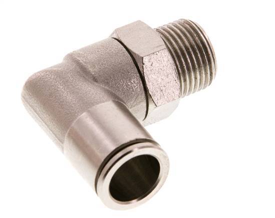 12mm x R3/8'' 90deg Elbow Push-in Fitting with Male Threads Brass FKM Rotatable