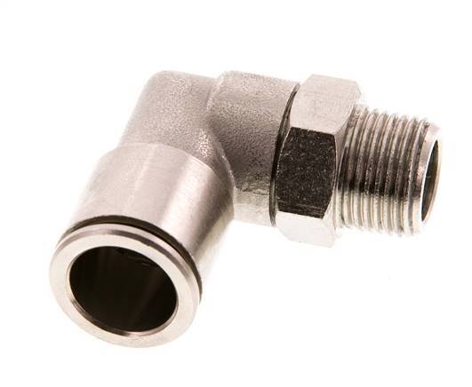 14mm x R3/8'' 90deg Elbow Push-in Fitting with Male Threads Brass FKM Rotatable