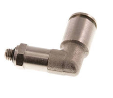6mm x M 5 90deg Elbow Push-in Fitting with Male Threads Brass NBR Long Sleeve Rotatable