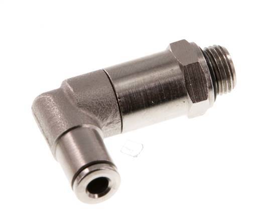 4mm x G1/8'' 90deg Elbow Push-in Fitting with Male Threads Brass NBR Long Sleeve Rotatable [2 Pieces]