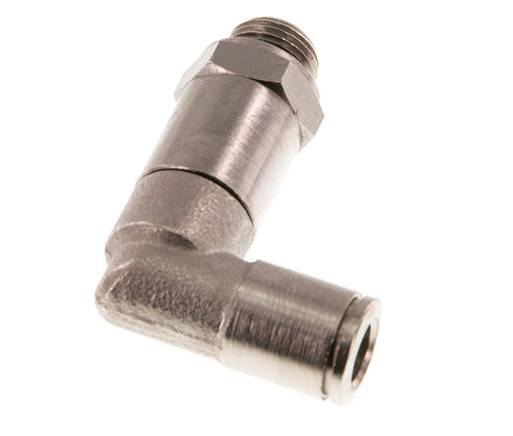6mm x G1/8'' 90deg Elbow Push-in Fitting with Male Threads Brass NBR Long Sleeve Rotatable [2 Pieces]
