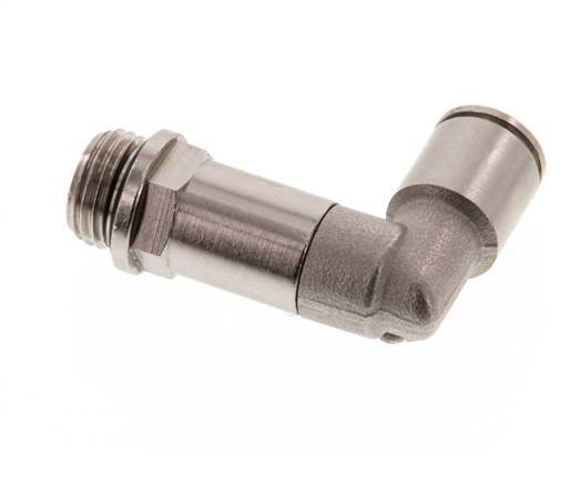 8mm x G1/4'' 90deg Elbow Push-in Fitting with Male Threads Brass NBR Long Sleeve Rotatable [2 Pieces]