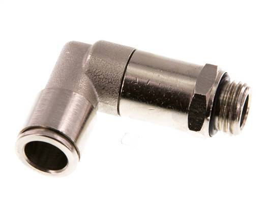 10mm x G1/4'' 90deg Elbow Push-in Fitting with Male Threads Brass NBR Long Sleeve Rotatable