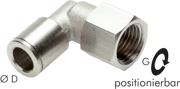 4mm x G1/4'' 90deg Elbow Push-in Fitting with Female Threads Brass NBR Rotatable [2 Pieces]
