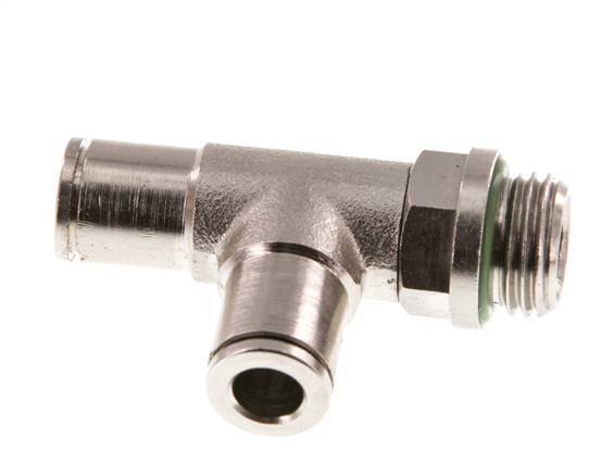 6mm x G1/4'' Right Angle Tee Push-in Fitting with Male Threads Brass FKM Rotatable