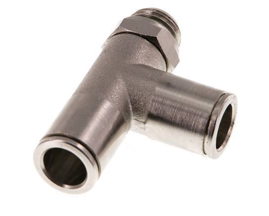 10mm x G1/4'' Right Angle Tee Push-in Fitting with Male Threads Brass FKM Rotatable