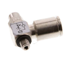 Flow Control Valve Meter-Out Elbow 6 mm - M5 Brass Slotted Screw Banjo
