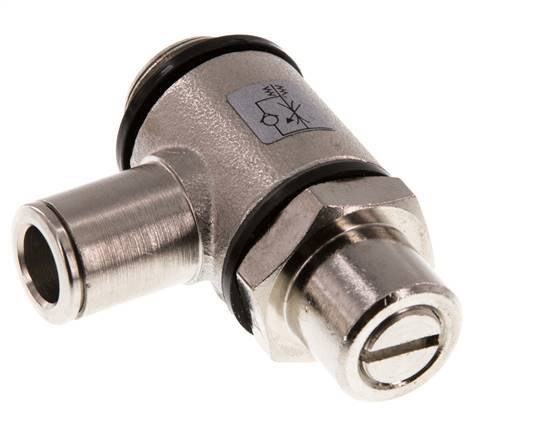 Flow Control Valve Meter-In Elbow 8 mm - G3/8'' Brass Slotted Screw Banjo