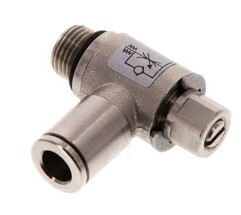 Flow Control Valve Meter-Out Elbow 6 mm - G1/8'' Brass Slotted Screw