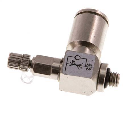 Flow Control Valve Meter-Out Elbow 6 mm - M5 Brass Knurled Screw