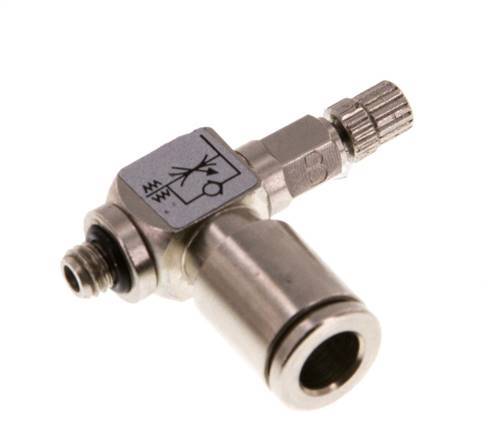 Flow Control Valve Meter-Out Elbow 6 mm - M5 Brass Knurled Screw
