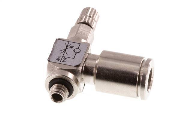 Flow Control Valve Meter-In Elbow 6 mm - M5 Brass Knurled Screw