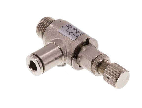 Flow Control Valve Meter-In Elbow 4 mm - G1/8'' Brass Knurled Screw