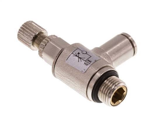 Flow Control Valve Meter-In Elbow 4 mm - G1/8'' Brass Knurled Screw