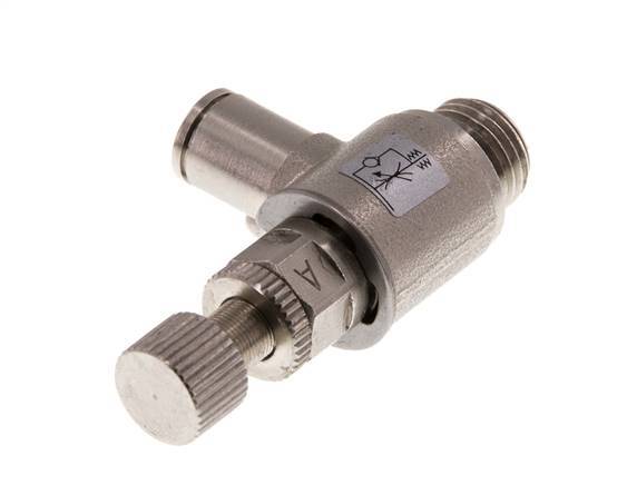 Flow Control Valve Meter-In Elbow 6 mm - G1/4'' Brass Knurled Screw