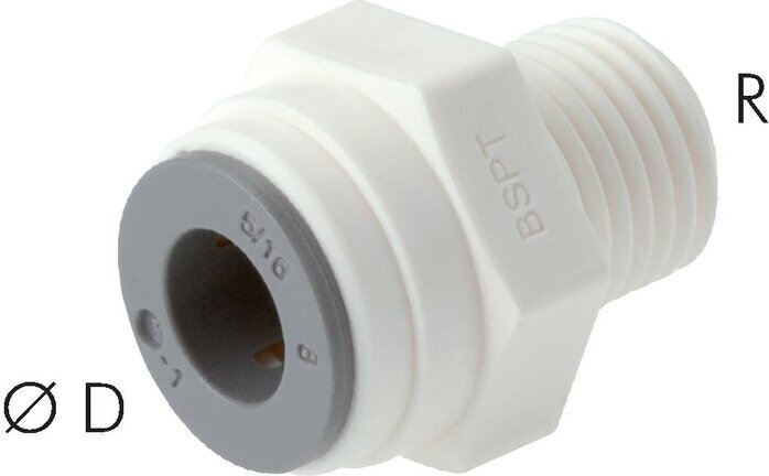 5/16'' x R3/8'' Push-in Fitting with Male Threads POM EPDM [5 Pieces]