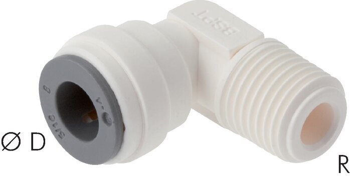 6mm x R1/4'' 90deg Elbow Push-in Fitting with Male Threads POM EPDM [5 Pieces]