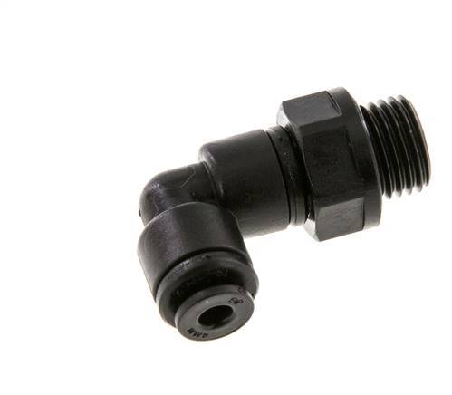 4mm x G1/4'' 90deg Elbow Push-in Fitting with Male Threads POM NBR Rotatable [2 Pieces]