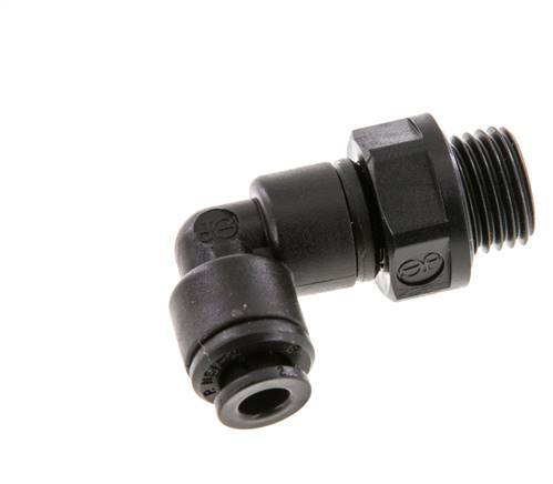 5mm x G1/4'' 90deg Elbow Push-in Fitting with Male Threads POM NBR Rotatable [2 Pieces]